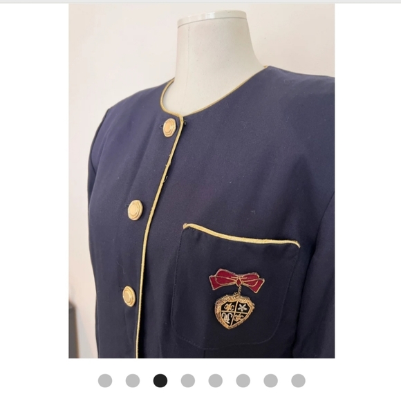 80s/90s M/L Julian Taylor Navy Dress - Picture 2 of 7